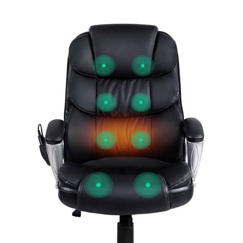 Artiss 8 Point Massage Office Chair Heated Seat Pu Black Click Shop Au
