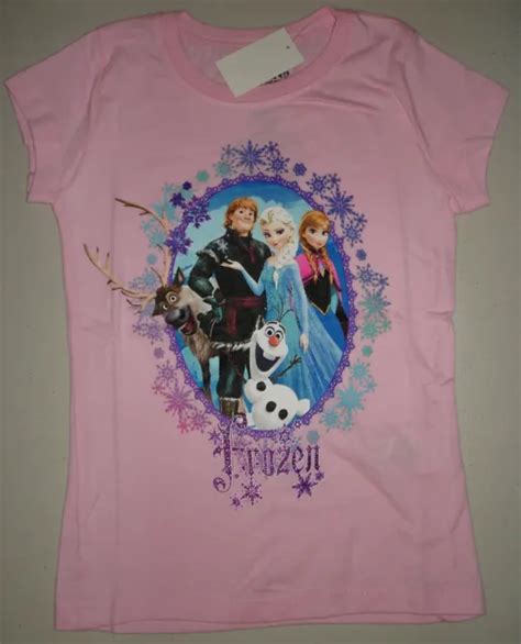 Nwt Disneys Frozen Elsa Anna Olaf Kristoff Short Sleeve Pink Shirt L