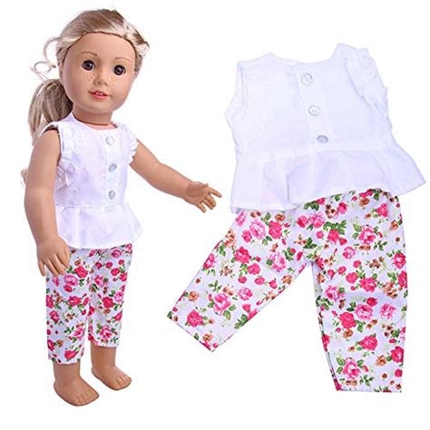 Livoty Doll Clothes Outfit Set T Shirt Pants Set For 18 Inch American