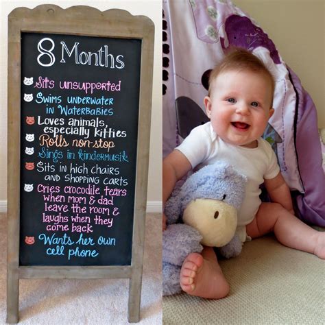 8 Months Baby Chalkboard Baby Month By Month 8 Month Old Baby Baby