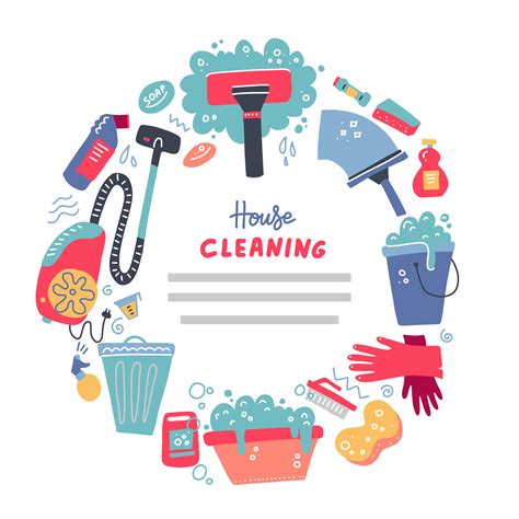 Cleaning Tools Banner For House Services Flat Design Style Vector