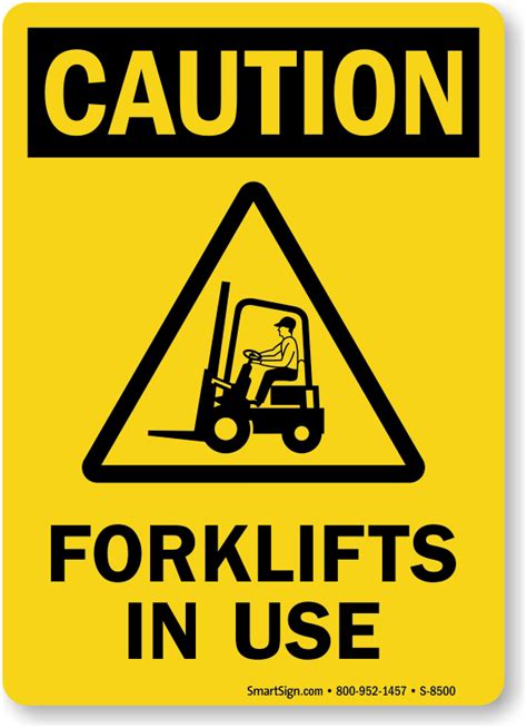 Forklifts In Use Caution Sign With Man Operating Forklift Sku S 8500