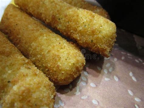 Bright Attractive Delicious Deep Fried Crispy Mozzarella Cheese Sticks