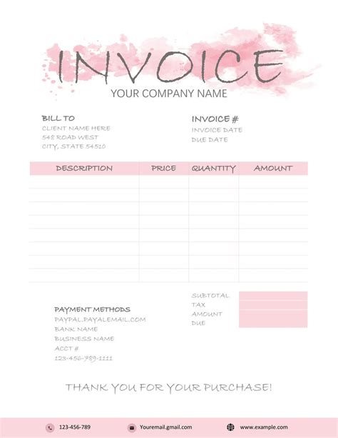 Invoice Template Word Printable Invoice Custom Order Forms Etsy