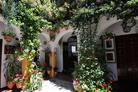 Courtyard Decorated With Flowers Cordoba Spain Stock Photo Image Of