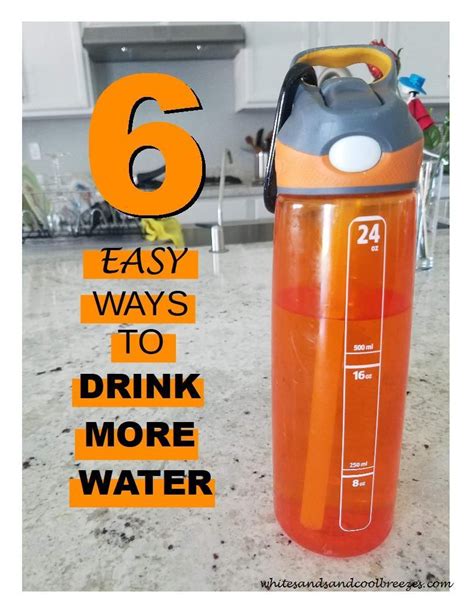 An Orange Water Bottle With The Words 6 Easy Ways To Drink More Water On It