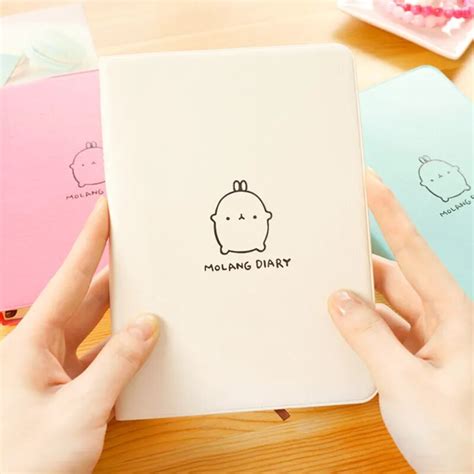 2017 2018 Molang Rabbit Notebook A5 Diary Creative Leather School Cute Kawaii Anime Korean Dairy