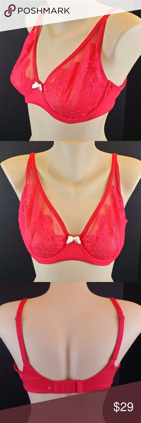 Nwt Vs 34dd Red Lace Body By V Unlined Demi Bra Lace Body Demi Bra Red Lace