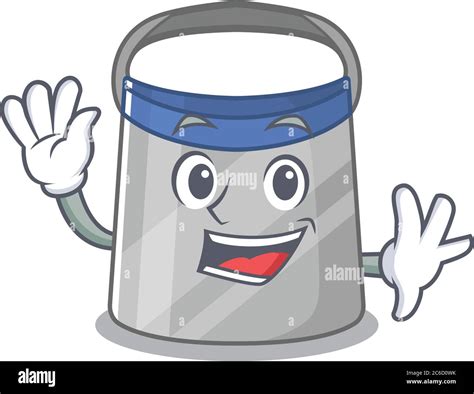 A Charming Face Shield Mascot Design Style Smiling And Waving Hand