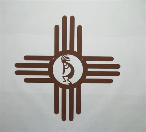 New Mexico Zia Sun Symbol Zia Sun With Kokopelli Metal Etsy