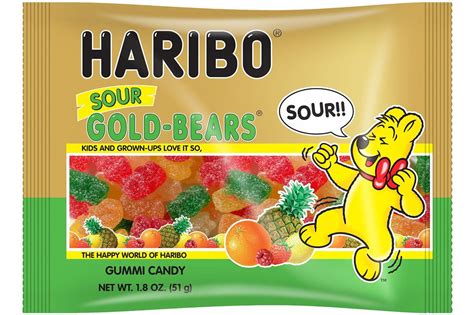 144 Packs Haribo New Sour Gold Bears Gummi Candy In 18 Oz Individual