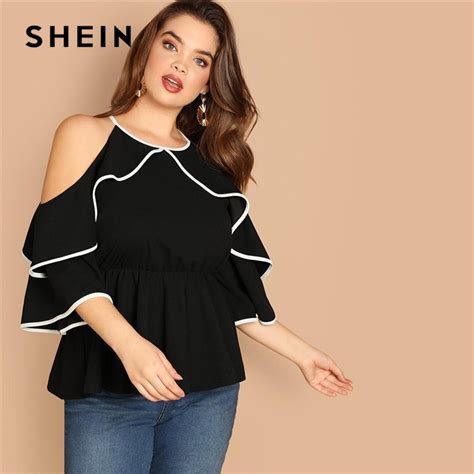 Buy Shein Plus Size Sexy Cold Shoulder Butterfly