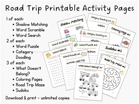 Road Trip Activity Printables Travel Kid Games Bundle Etsy