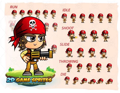 Pirate Boy 2d Game Character Sprites Gamedev Market