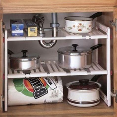 Our kitchen rack will make the most of your space. Under Sink Expandable Shelf Cabinet Storage Kitchen ...