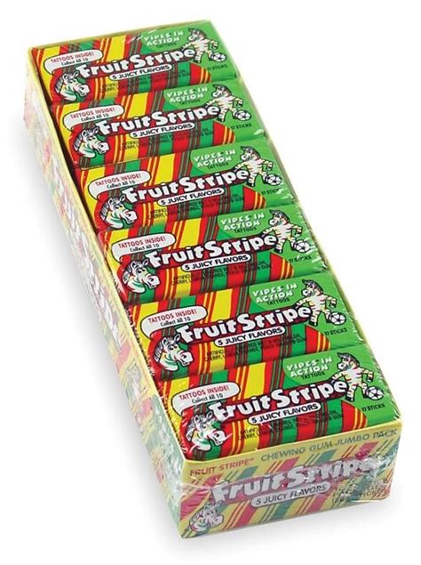 Fruity Stripe Bubble Gum Packs Juicy Fruity 12 Count