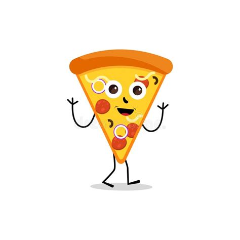 Pizza Slice Character Cartoon Cartoon Pizza Fast Food Character With