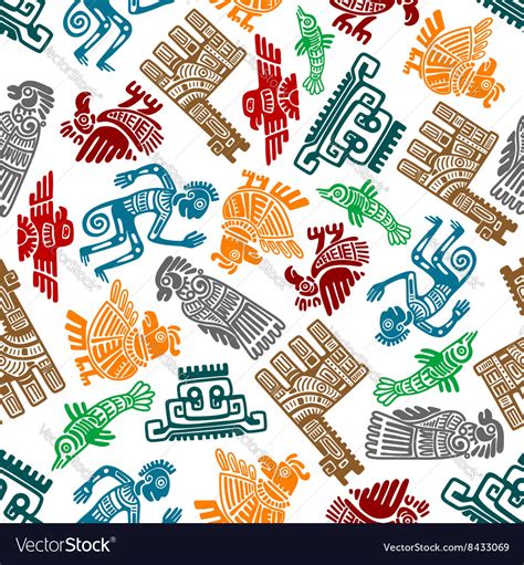 Mayan And Aztec Tribal Totems Seamless Pattern Vector Image