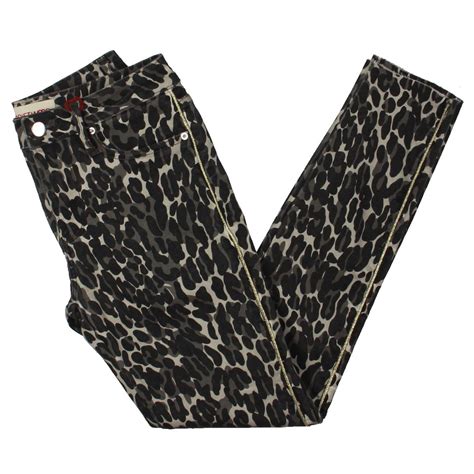 Driftwood Womens Jackie Black Cougar Print High Rise Ankle Jeans 26