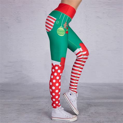 Hot Women Christmas Yoga Pants High Waist Elastic Fitness Sport