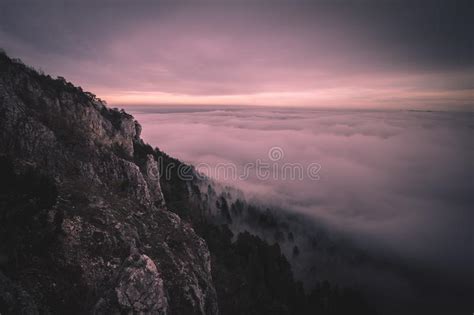 Fog And Cloud Mountain Valley Landscape In Austria Stock Image Image