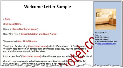 Welcome Letter Format Used In Hotels Loadposition Amp Title