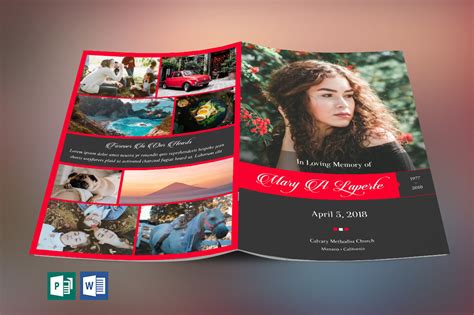 Remember Red Funeral Program Word Publisher Template 4 On Behance