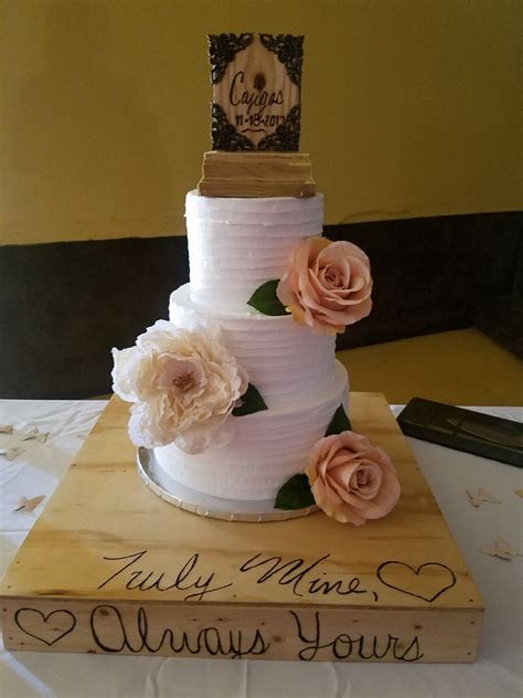 Buttercream Raked Texture With Silk Flowers Wedding Cake Wedding Cakes With Flowers Silk