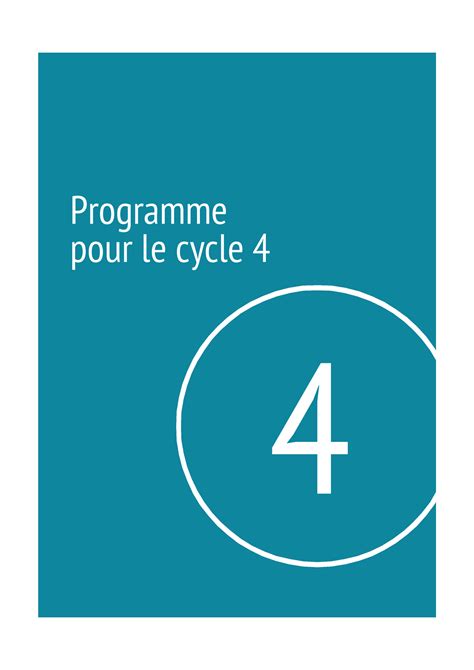 Programme Cycle 4 Programme Pour Le Cycle 4 Cycle 4 Studocu