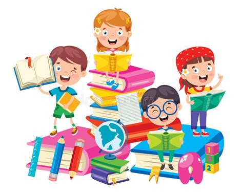Happy Cute Cartoon School Children Stock Vector Illustration Of