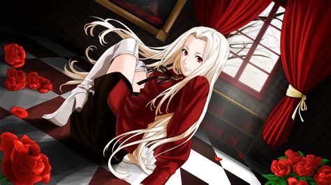Wallpaper Blonde Flowers Long Hair Anime Girls Red Eyes Rose Fate Zero Fate Series