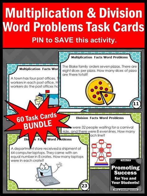 Multiplication And Division Word Problems Task Cards Bundle Digital