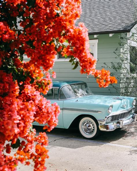 Vintage Car Most Beautiful Flowers Aesthetic Vintage 1956 Chevy Bel Air