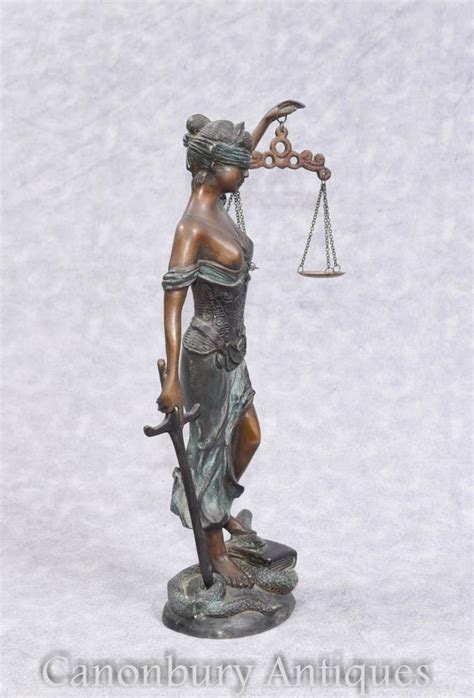 English Bronze Casting Lady Justice Figurine Blind Scales