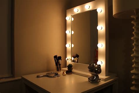 Buy iwell vanity table set with 3 colors lighted mirror, 1 storage cabinet & 2 drawers, dressing makeup table with cushioned stool, gift for mom, girl, women, dresser desk for bedroom, bathroom white: 25 DIY Vanity Mirror Ideas with Lights - MAB | Lights around mirror, Diy vanity mirror, Ikea ...