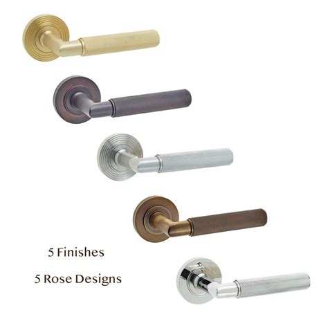 Piccadilly Knurled Lever On Rose Set Contemporary Door Handles