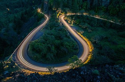 Photography Forest Night Road Time Lapse Hd Wallpaper