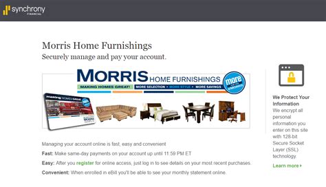 (et) on the due date of each billing cycle. Morris Home Furnishings Credit Card Payment - Synchrony Online Banking