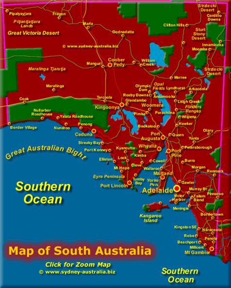 Map Of South Australia Showing Towns Cities And Places