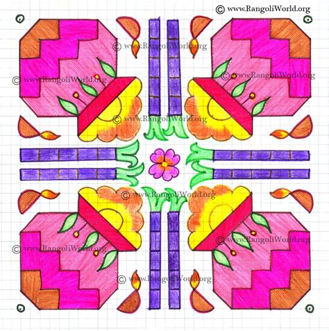 Pongal kolam 2020 with dots, significance, easy, rangoli designs, mattu pongal kolam, poduvathu eppadi, pulli vacha pongal kolam Pongal Sugar Cane KolamJan13 | 16 - 16 Parallel Dots[Neer ...