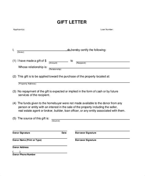 FREE 13+ Sample Gift Letter Templates in PDF | MS Word | Pages | Google Docs