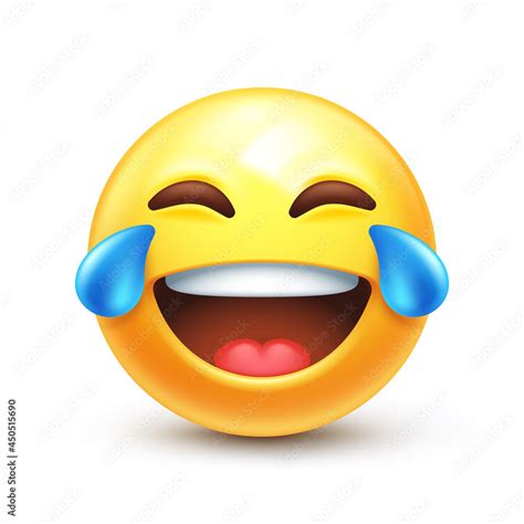 Laughing To Tears Emoticon Crying And Laugh Emoji Tears Of Joy D Stylized Vector Icon Stock