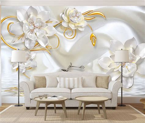 3d Stereoscopic Pearl Jewelry Wallpaper Murals Flower 3d Wall Photo