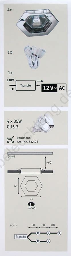 Paulmann 99568 - SET 4x Badezimmerleuchte PREMIUM LINE HEXA 4xGU5,3/35W