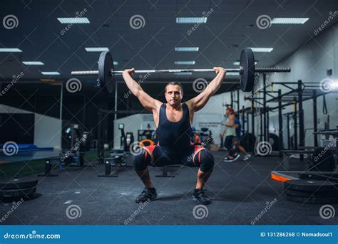Strong Powerlifter Doing Deadlift A Barbell In Gym Stock Photo Image