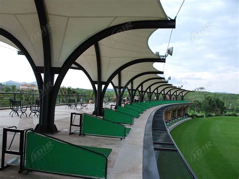 Maximum strength, automatic open oversized canopy foldable golf umbrella accomodates 2 people. Golf Driving Range Roof - Tensile Fabric Shade, Canopy for ...