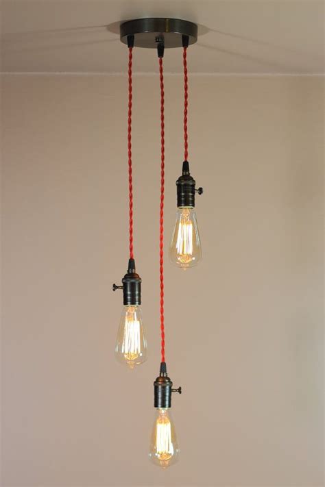 The single red bulb on the surface encourages the natural production melatonin—so mr. 3 Light Chandelier w/ Bare Bulb Pendant Lights - Red ...