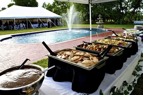 Backyard Wedding BBQ Buffet Perfect For A Summer Wedding Bbq Catering Catering Display