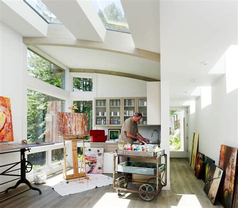 Showcase of your most creative interior design projects & home decor ideas. Artist Studio overlooks Guest Cabin with Rooftop Garden ...