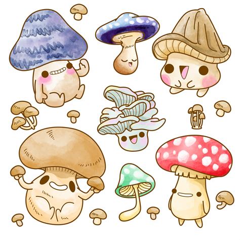 Cute Mushroom Vector Set Illustration Mushroom Watercolor Vector Art At Vecteezy